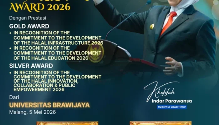 Gubernur Khofifah Antar Jatim Sabet Tiga Penghargaan UB Halal Metric Award 2026