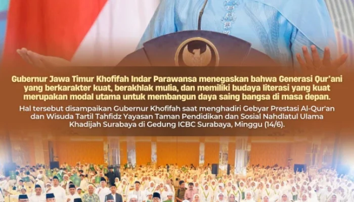 Gubernur Khofifah Hadiri Wisuda Tahfidz Yayasan Khadijah, Yakin Generasi Qur’ani Mampu Bersaing Global