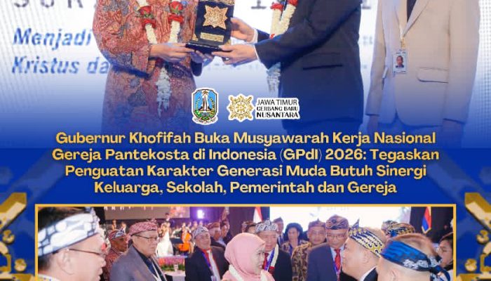 Buka Mukernas GPdI 2026, Gubernur Khofifah Soroti Ancaman Pinjol dan Dampak Gadget pada Anak