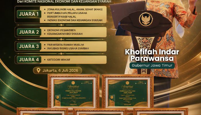 Di Bawah Kepemimpinan Gubernur Khofifah, Jatim Sabet Delapan Penghargaan Anugerah Adinata Syariah 2026
