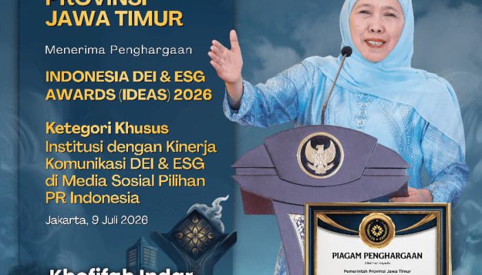 Gubernur Khofifah Bawa Pemprov Jatim Sabet Penghargaan Komunikasi DEI & ESG Terbaik di Ajang IDEAS 2026