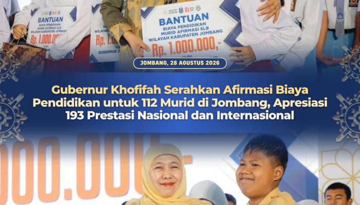 Gubernur Khofifah Dorong Tak Ada Anak Putus Sekolah, 112 Murid Jombang Terima Bantuan Afirmasi
