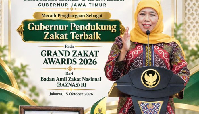 Dorong Kemandirian Ekonomi Mustahik, Khofifah Raih Grand Zakat Award 2026